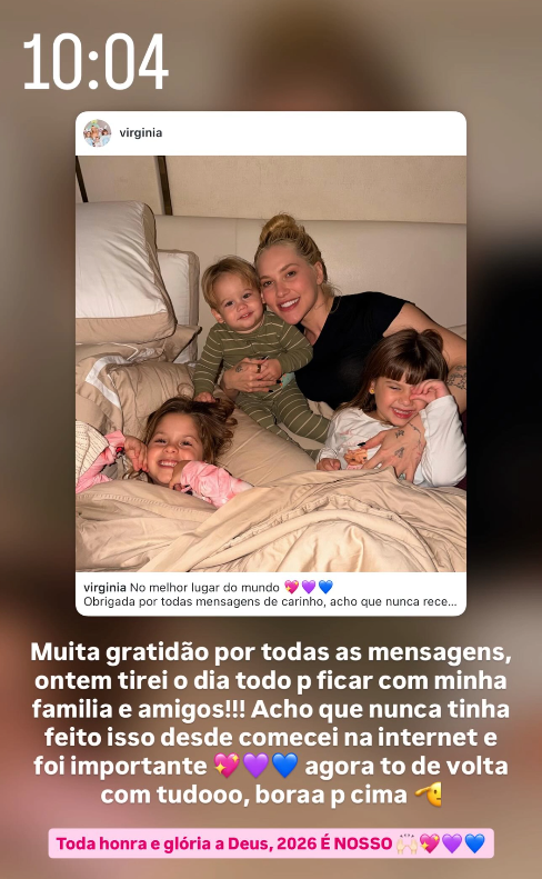 Virginia agradece fãs após polêmica envolvendo Luana Piovani • Instagram/Virginia