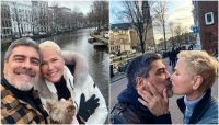 Xuxa posa na Holanda ao lado do marido, Junno Andrade; veja