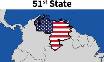 Publicação do presidente americano, Donald Trump, que retrata a Venezuela como 51° estado americano