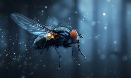 mosca-voando-sobre-fundo-azul