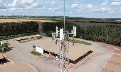 Torre de transmissão de telefonia da TIM em fazenda