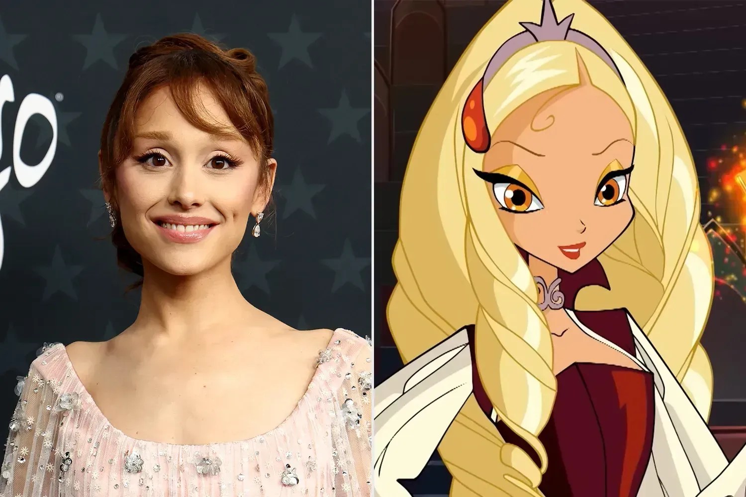 Ariana Grande como Princesa Diaspro • Tommaso Boddi/Variety via Getty; Nickelodeon