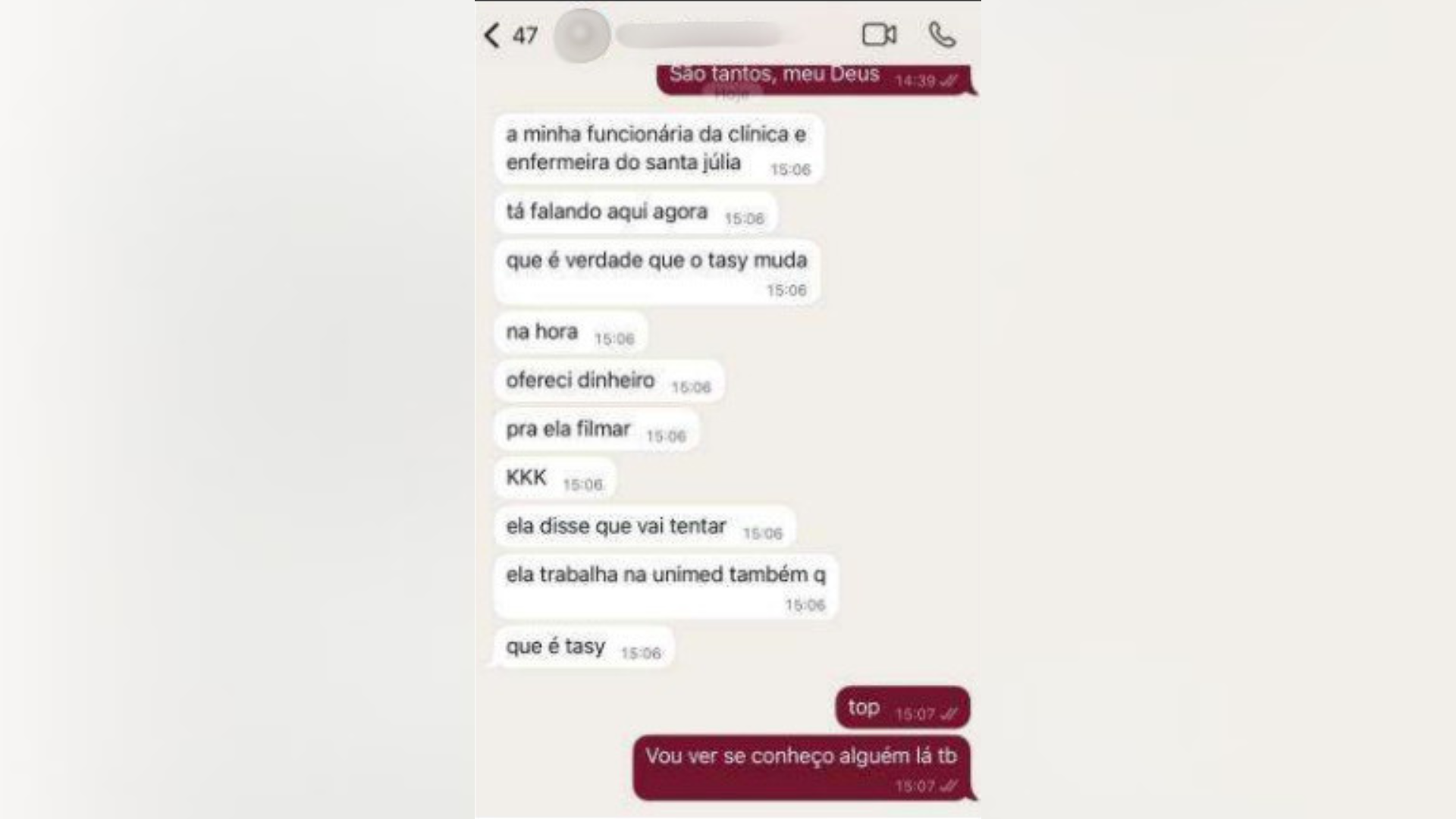 Print da conversa de Julia com outra médica mostra tentativa de forjar autoria do crime por parte da indiciada. • Reprodução/Polícia Civil do Estado do Amazonas
