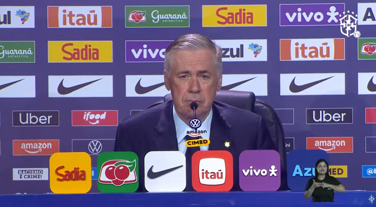acompanhe a coletiva de Ancelotti após convocação da seleção