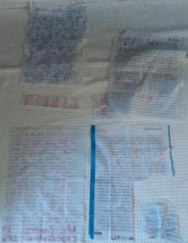 Manuscritos encontrados em cela da Penintenciária II de Presidente Venceslau • Reprodução/Inquérito policial