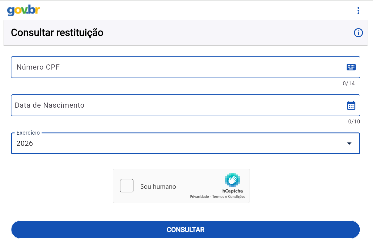Site da Receita Federal com os procedimentos para consulta da restituição do IR. • Reprodução/gov.br