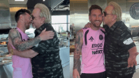 Ator de Kiko, do "Chaves", se empolga ao conhecer Messi e beija jogador