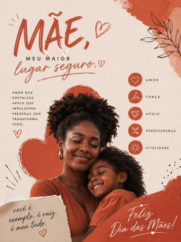 Cartão do Dia das Mães gerado pelo ChatGPT Images com mensagem personalizada, cores escolhidas pelo usuário e texto integrado à arte • ChatGPT/Divulgação
