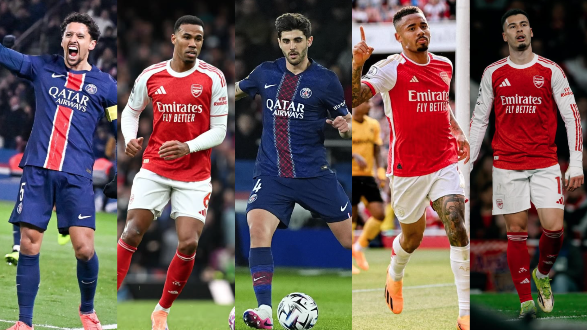 Marquinhos, Gabriel Magalhães, Beraldo, Gabriel Jesus e Gabriel Martinelli