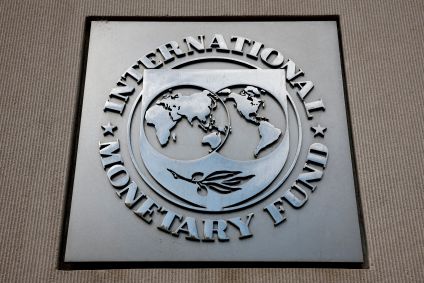 Logo do Fundo Monetário Internacional (FMI), em sua sede em Washington