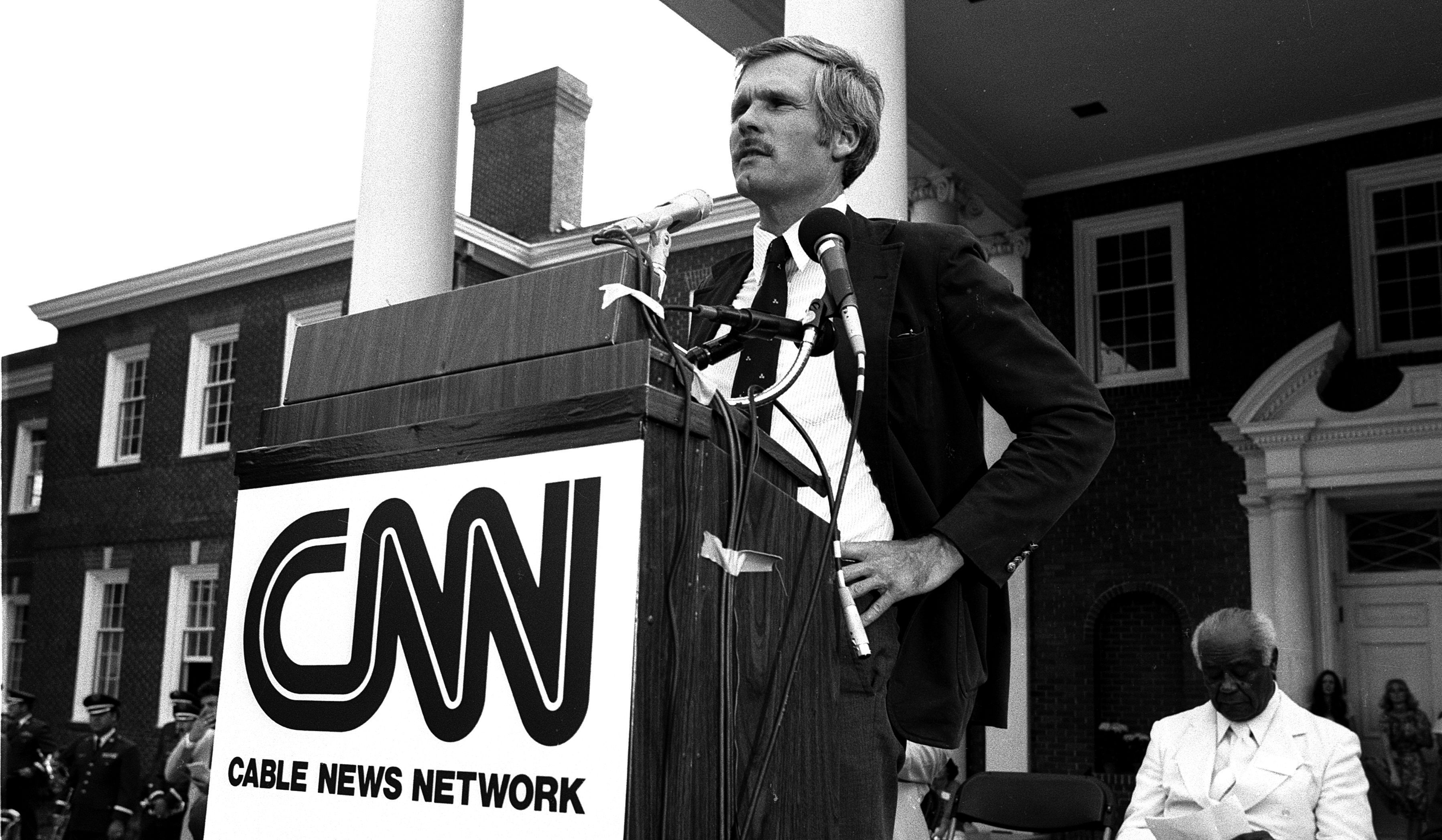 ATLANTA JUNE 01: Ted Turner attends official CNN Launch event at CNN Techwood Drive World Headquarters in Atlanta Georgia, June 01, 1980 (Photo by Rick Diamond/Getty Images
