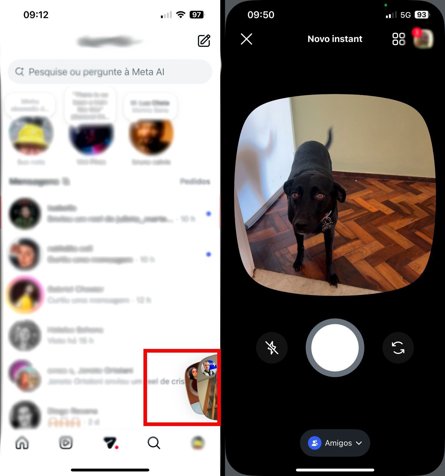 Os Instants ficam na caixa de DMs do Instagram. • Créditos: Reprodução/Meta