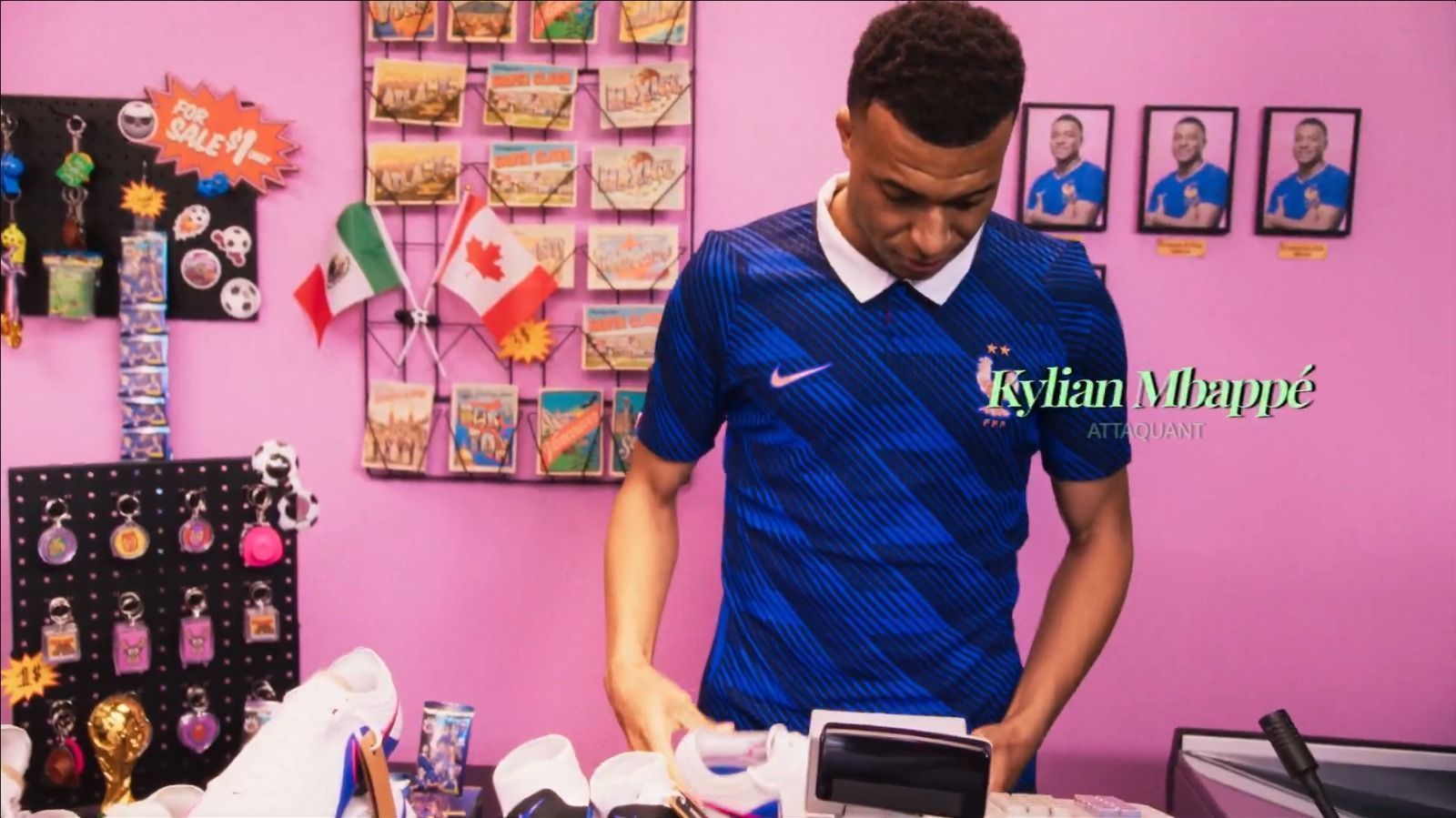 Mbappé virou caixa de mercado em vídeo de anúncio da convocação da França