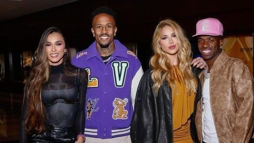 Militão junto do casal Vinicius Jr e Virginia