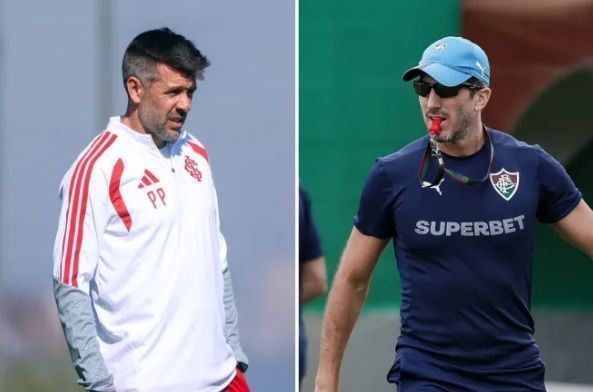 Montagem de fotos com os técnicos Pezzolano, do Inter, e Zubeldía, do Fluminense