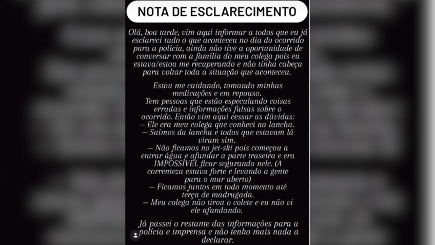 Comunicado foi divulgado nas redes sociais • Reprodução/Rede sociais