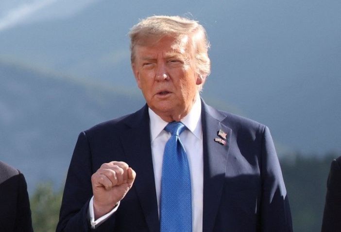 Presidente dos EUA, Donald Trump em 16 de junho de 2025 • Suzanne Plunkett/Reuters
