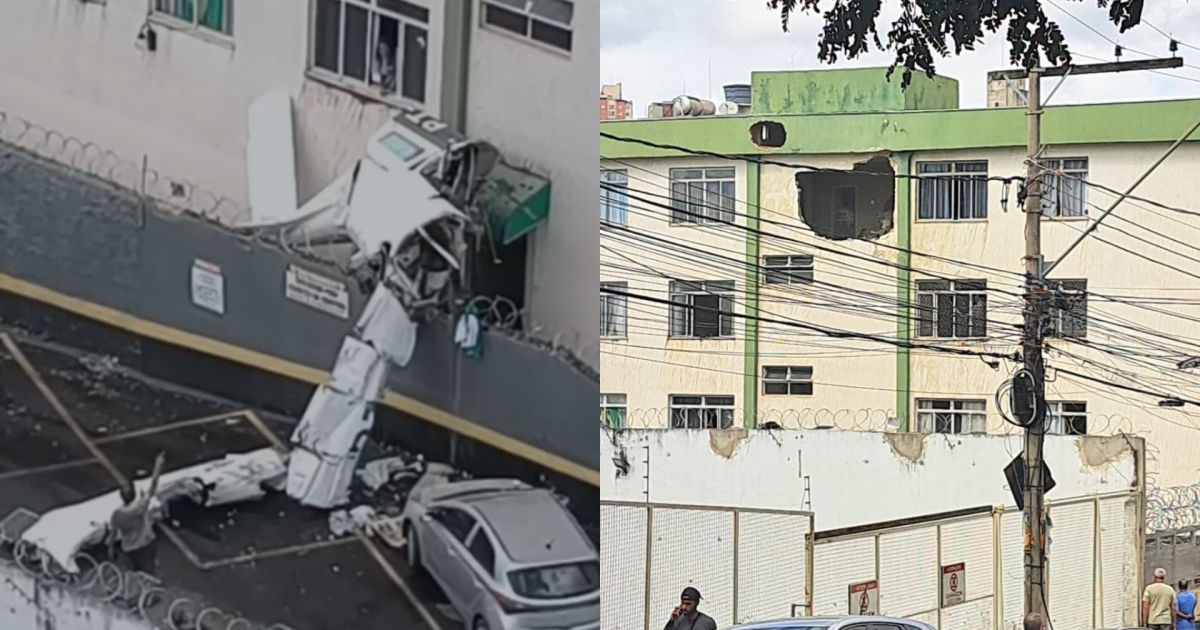 Vídeos mostram local após avião cair e bater em prédio de BH; veja imagens