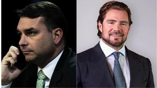 O senador Flávio Bolsonaro (PL-RJ) e o dono do Banco Master, Daniel Vorcaro
