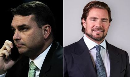 O senador Flávio Bolsonaro (PL-RJ) e o dono do Banco Master, Daniel Vorcaro