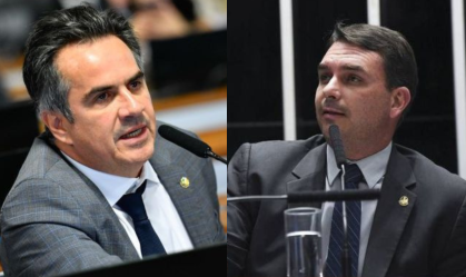 O senador Ciro Nogueira (PP-PI) e o senador Flávio Bolsonaro (PL-RJ)