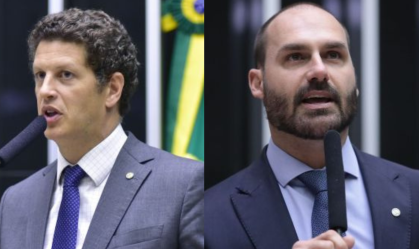 O deputado Ricardo Salles (Novo-SP) e o ex-deputado Eduardo Bolsonaro (PL)