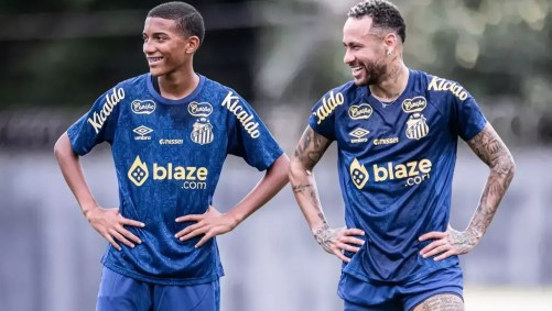 Robinho Jr. e Neymar, atletas do Santos