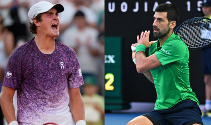 João Fonseca e Novak Djokovic