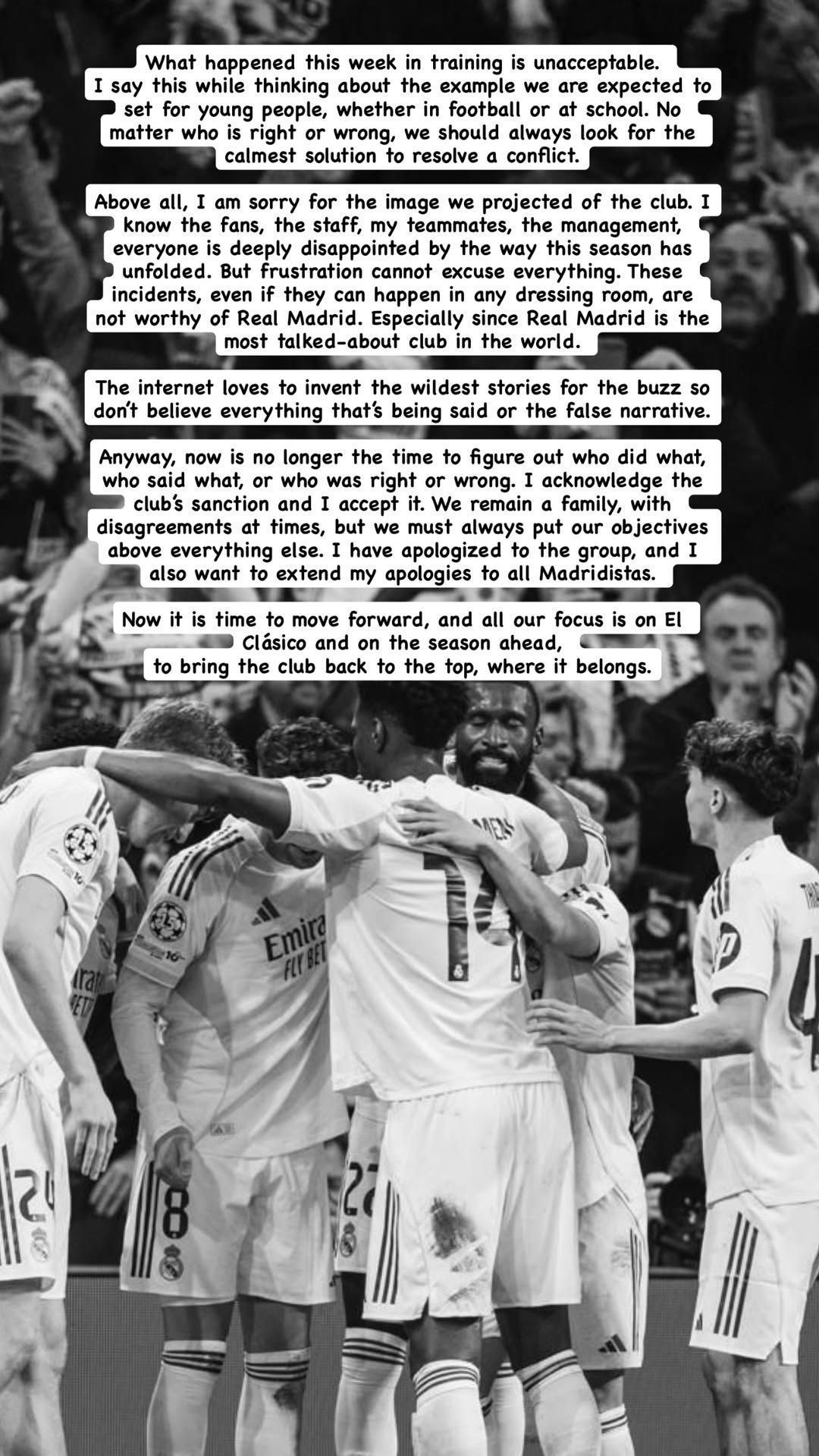 Post de Tchouaméni sobre briga com Valverde