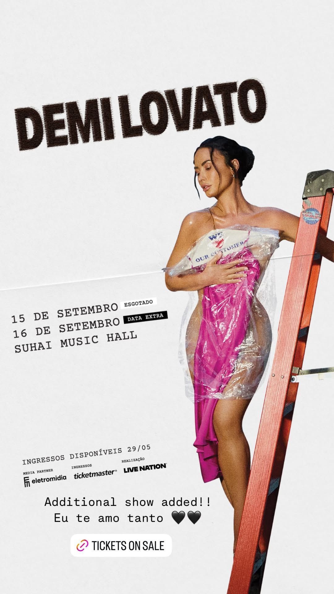 Demi Lovato anuncia data extra em São Paulo • Instagram/Demi Lovato