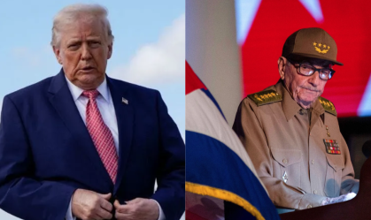 O presidente dos EUA, Donald Trump, e o ex-presidente de Cuba, Raúl Castro
