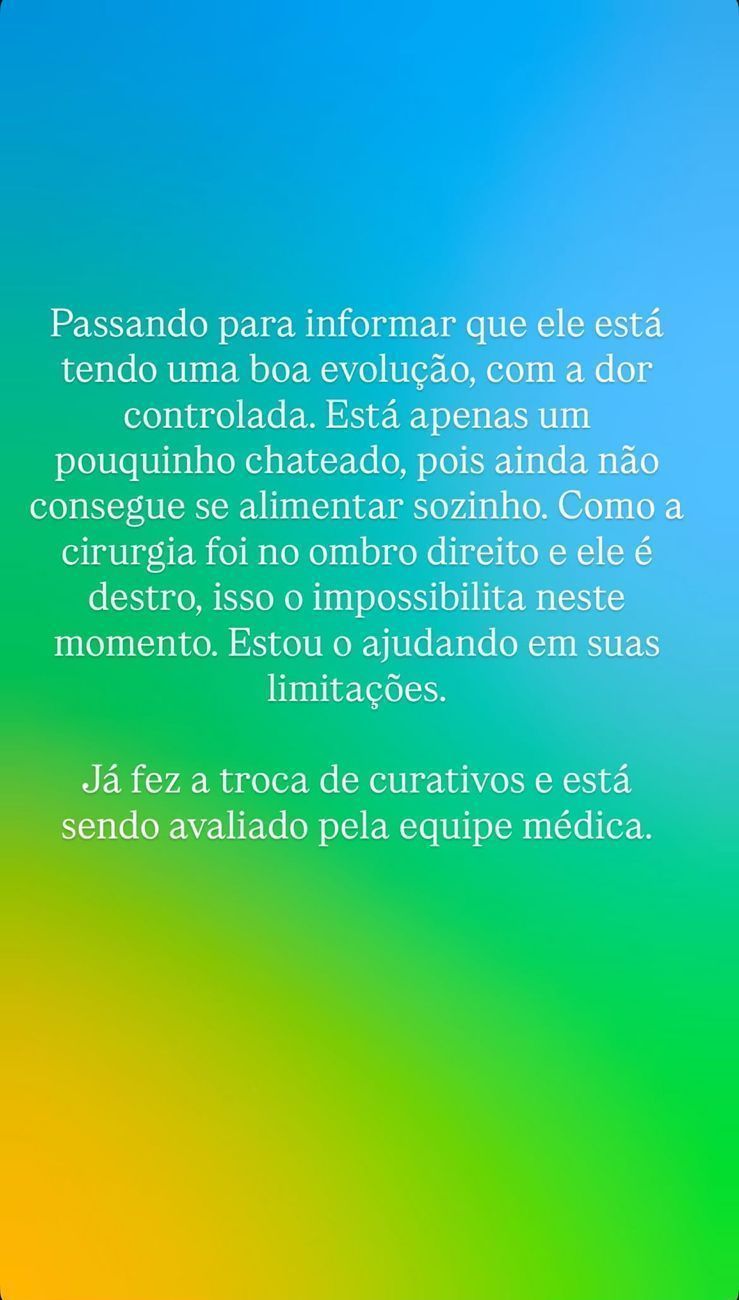 Michelle Bolsonaro atualizou o estado de saúde de Bolsonaro no Instagram na manhã deste domingo (3) • Reprodução