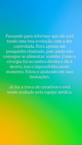 Michelle Bolsonaro atualizou o estado de saúde de Bolsonaro no Instagram na manhã deste domingo (3) • Reprodução