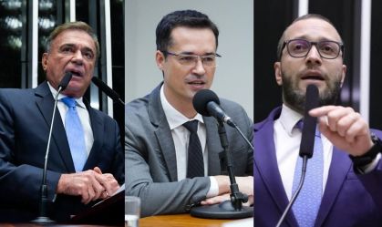 Ex-senador Alvaro Dias (MDB), Deltan Dallagnol (Novo), deputado Filipe Barros (PL)