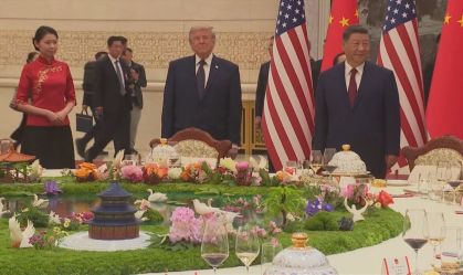 Trump e Xi Jinping em banquete de Estado