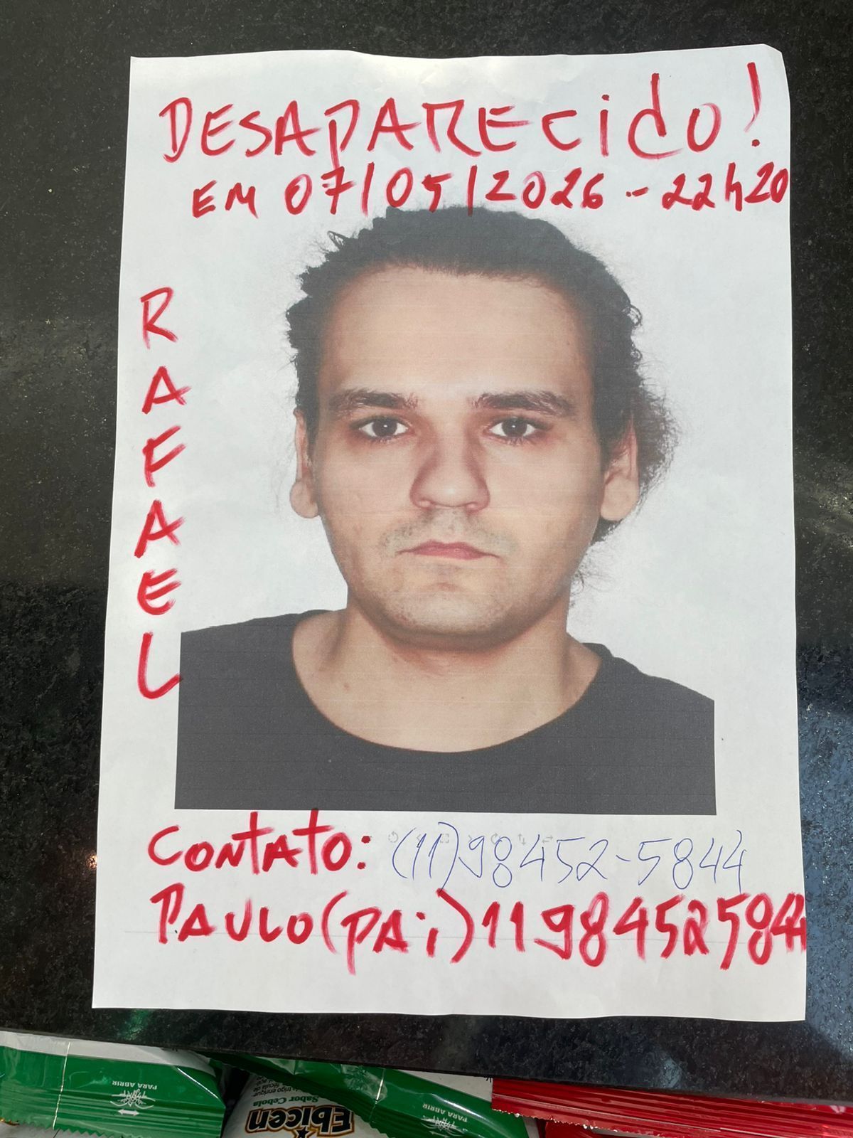 Pai procura filho com esquizofrenia desaparecido há uma semana em SP • arquivo pessoal
