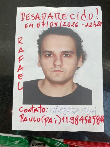 Pai procura filho com esquizofrenia desaparecido há uma semana em SP • arquivo pessoal