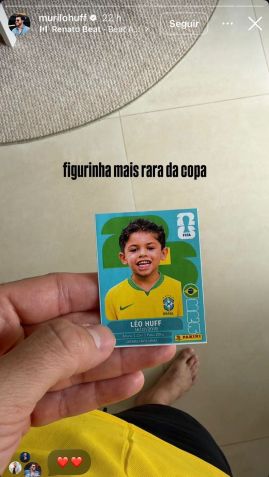 Murilo Huff fez figurinha da Copa do Mundo para Léo • Reprodução/@murilohuff