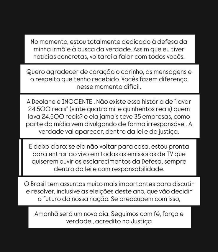 Daniele negou a possibilidade de Deolane possuir mais de 30 empresas • Reprodução / @dradanielebezerra