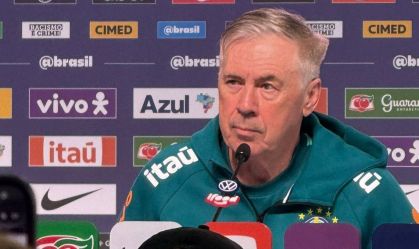 Carlo Ancelotti em coletiva na Granja Comary, antes do amistoso contra Panamá