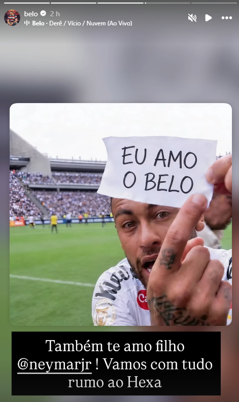 Belo celebrou nome de Neymar na lista de Ancelotti • Instagram/Belo