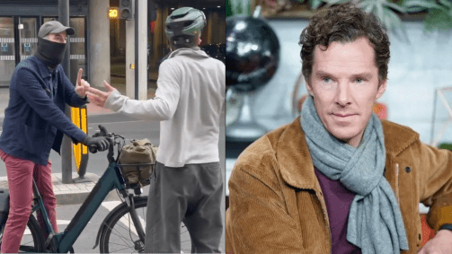 Benedict Cumberbatch discutiu com ciclista na rua