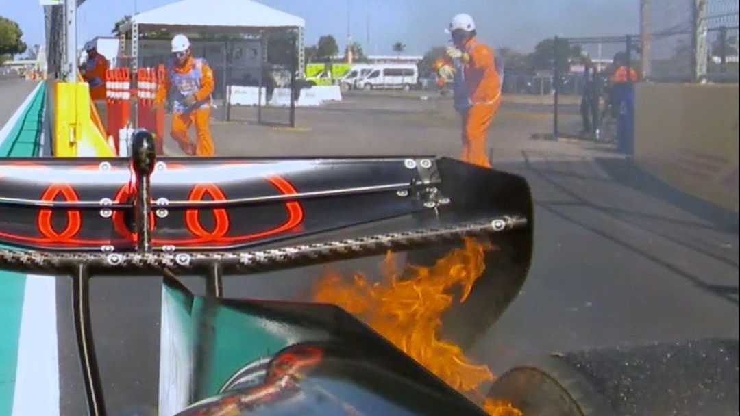 Carro de Gabriel Bortoleto pega fogo durante o qualy do GP de Miami