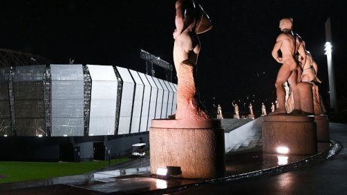 Imagem de uma das quadras do Aberto de Roma após chuva