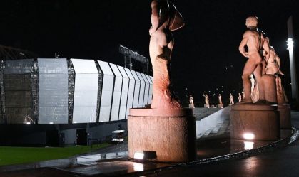 Imagem de uma das quadras do Aberto de Roma após chuva