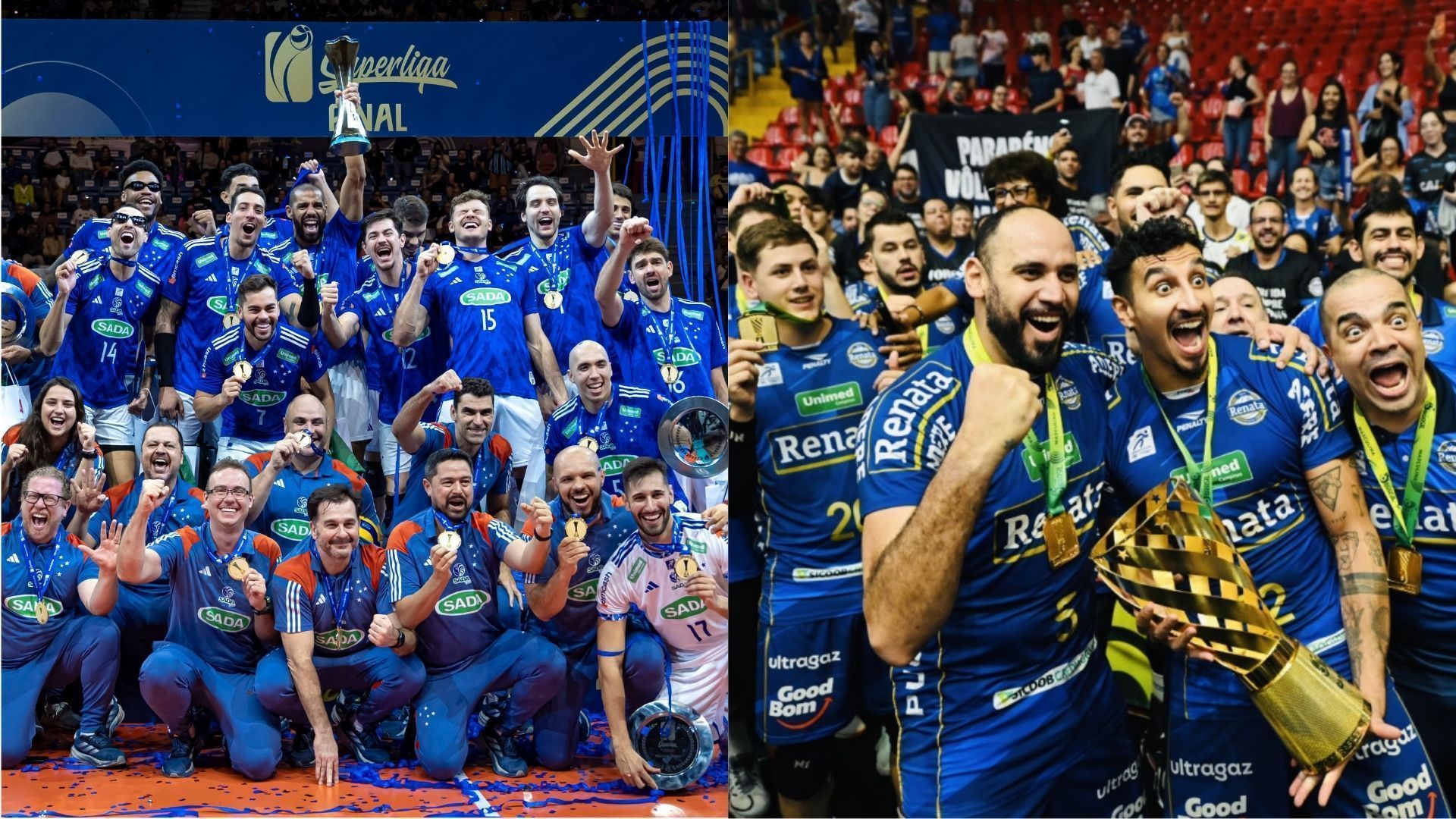 Cruzeiro campeão da última Superliga e Campinas campeão da última Copa Brasil; no domingo (10) as equipes vão se enfrentar na quarta final em um período de um ano
