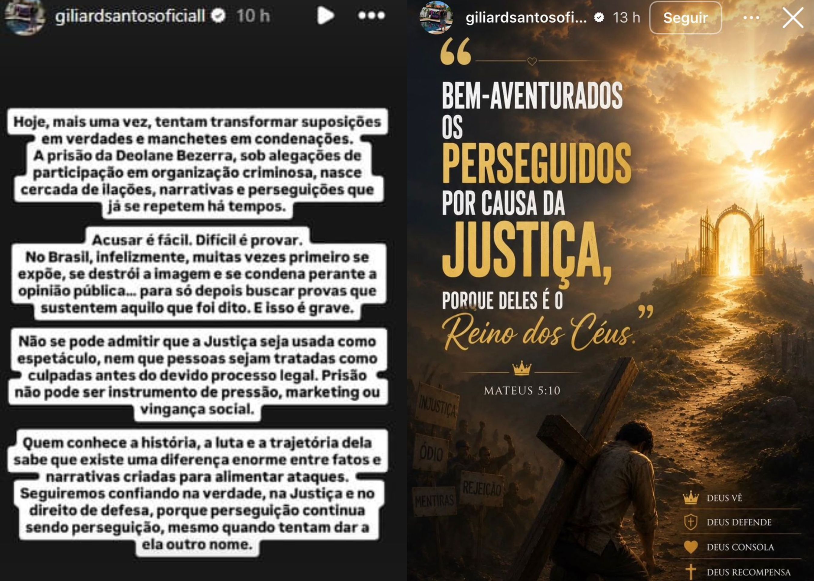 Pronunciamento de Giliard Santos nas redes sociais • Instagram/@giliardsantosoficiall
