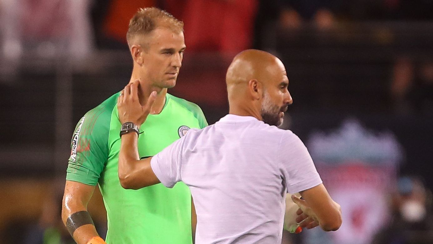 Guardiola e Hart em amistoso do Manchester City