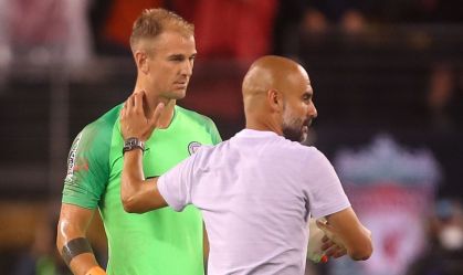 Guardiola e Hart em amistoso do Manchester City