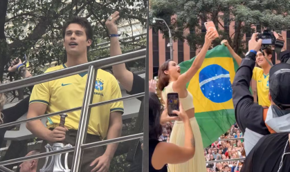 Nicholas Galitzine e Camila Mendes promovem filme “Mestres do Universo” na Avenida Paulista